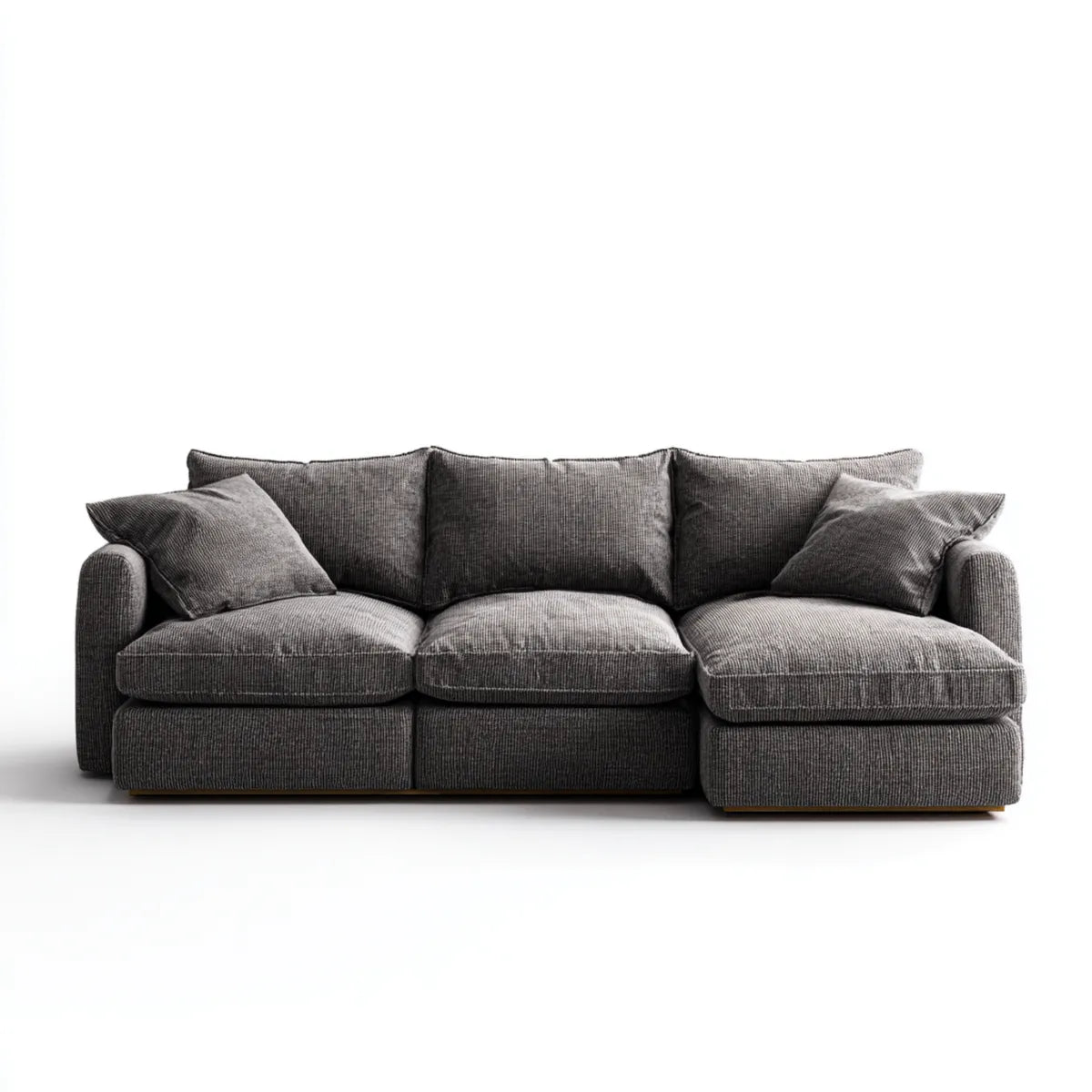 Canapé droit 3 places gris anthracite en velours côtelé de polyester 230 x 95 x 85 cm rectangulaire