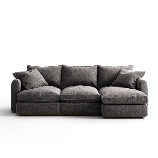 Canapé droit 3 places gris anthracite en velours côtelé de polyester 230 x 95 x 85 cm rectangulaire