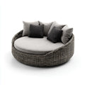 Canapé de jardin rond 2 places gris 180 x 180 x 85 cm en résine tressée PE et polyester