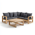 Salon de jardin d'angle 4 places avec table basse gris anthracite en pin massif 240 x 180 cm
