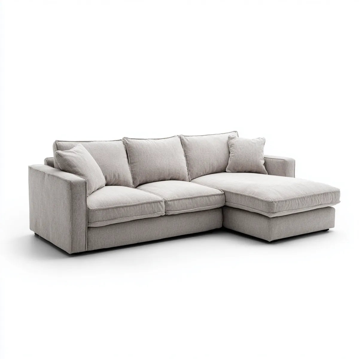 Canapé d'angle droit 4 places gris clair 260 x 165 x 85 cm en polyester forme L