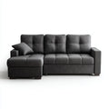 Canapé d'angle gauche 3 places gris anthracite 240 x 150 cm en polyester forme L