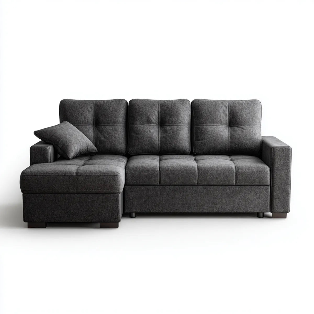 Canapé d'angle gauche 3 places gris anthracite 240 x 150 cm en polyester forme L