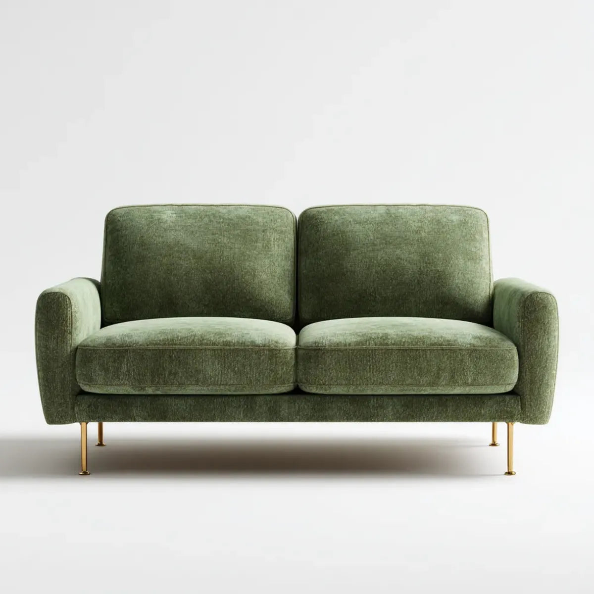 Canapé 2 places vert olive en velours de polyester avec pieds en acier 160 x 85 x 82 cm