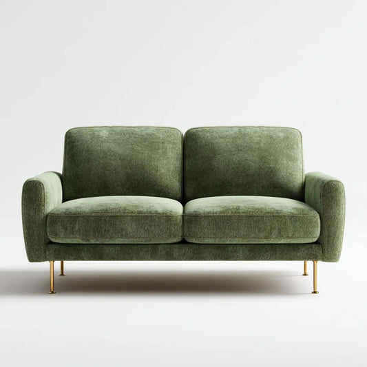 Canapé 2 places vert olive en velours de polyester avec pieds en acier 160 x 85 x 82 cm