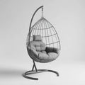 Fauteuil suspendu œuf avec support gris anthracite en acier 105 x 75 x 195 cm