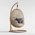 Fauteuil suspendu sur pied brun en rotin synthétique PE avec coussins polyester 105 x 105 x 195 cm