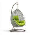 Fauteuil suspendu œuf gris et vert avec support en acier 105 x 105 x 195 cm résine PE
